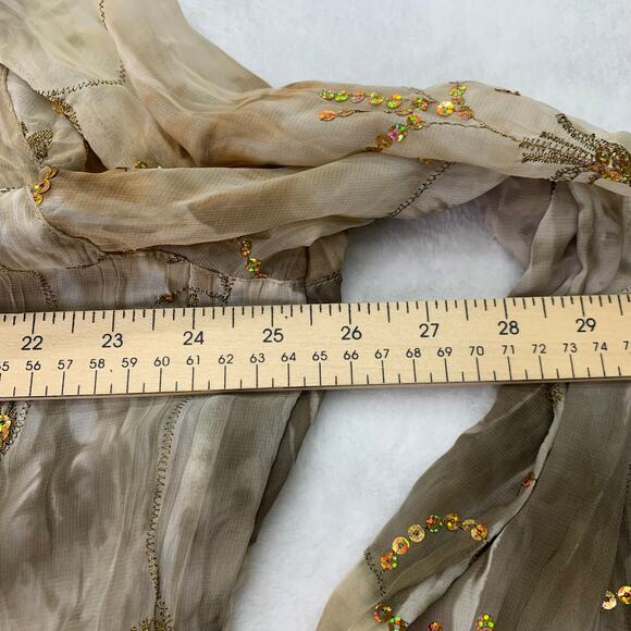 Peter Nygard Woman Sz 18 Gold Holographic Sparkle Semi Sheer Long Sleeve Blouse - Picture 2 of 12